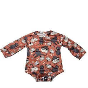 Unbranded Long Sleeve Orange Ribbed Halloween Print Bodysuit 12-18 Months